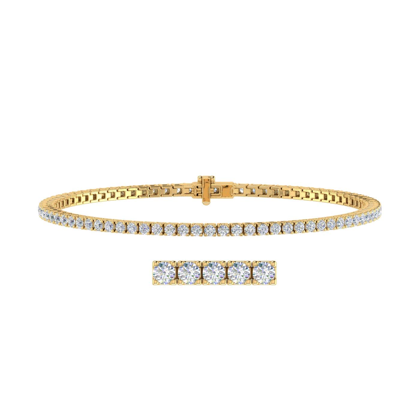2 to 7 Carat Diamond Tennis Bracelet in 14K Gold (7 Inch) - IGI Certified (I1-I2 Clarity)