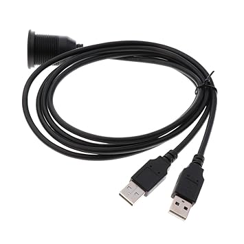 MAXBELL Dual USB2.0 Extension Panel Flush Mount Cable Dashboard Kit Car Boat 1meter