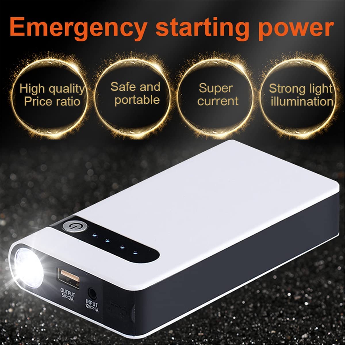Pack de Batterie de démarrage, démarreur de Voiture Portable, Bloc d'alimentation 12 V 30 000 mAh, Booster de Batterie de Voiture d'urgence avec lumière LED intégrée