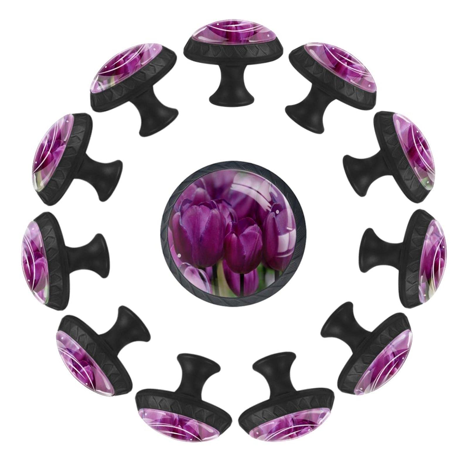 Boutons de tiroir tulipes violettes 35 mm pour réinventer la salle de jeux