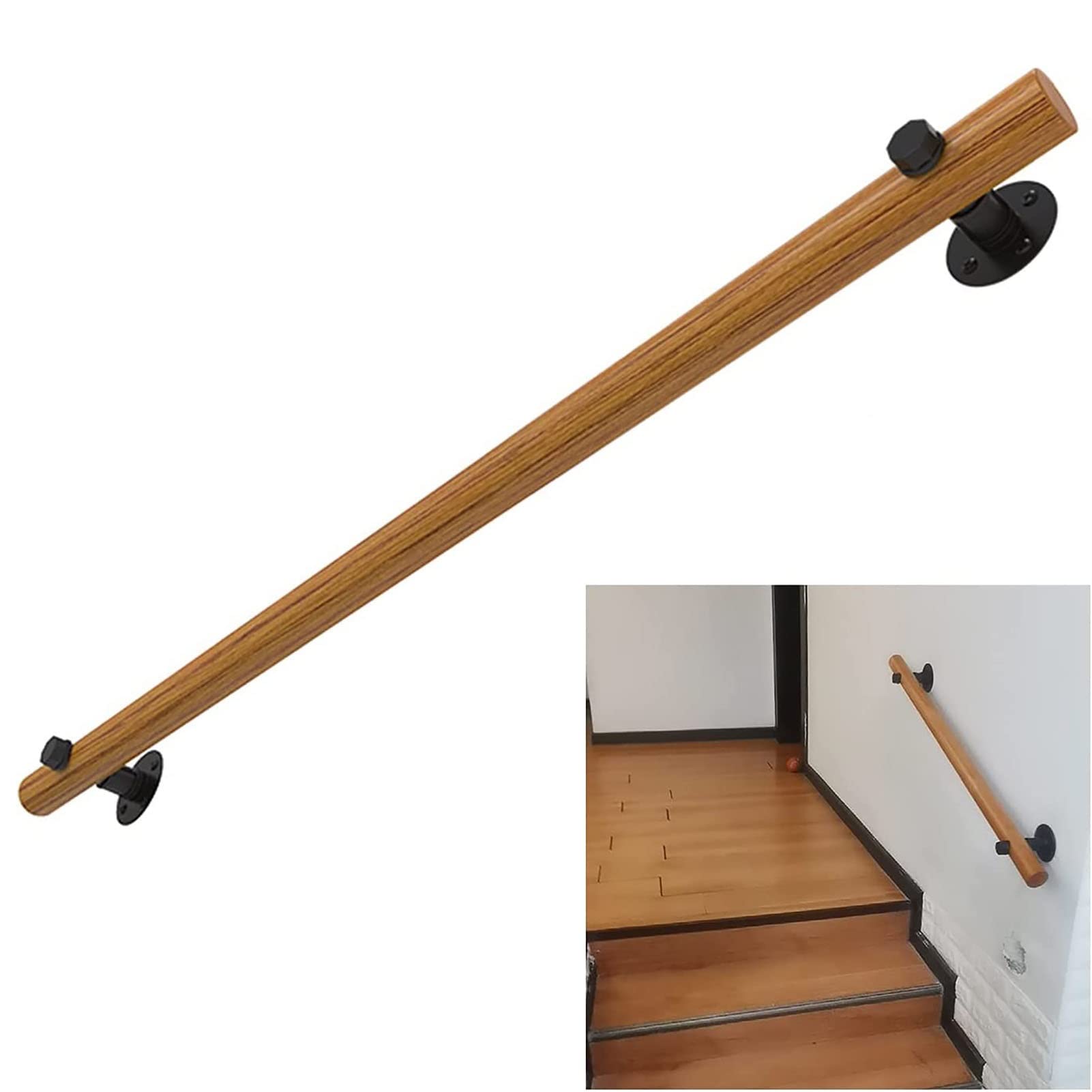 Rampe d'escalier en bois massif de 30 cm à 6 m pour la sécurité intérieure