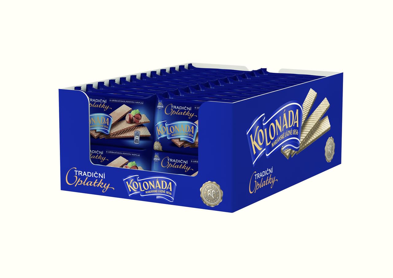 OPAVIA Kolonáda Lot de 22 paquets de 140 g de gaufres avec garnissage au chocolat noisette