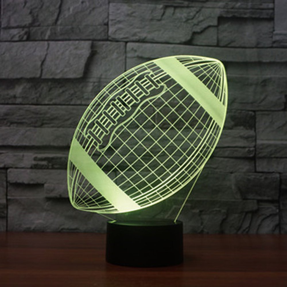 Luce Notturna 3D Per Bambini A Forma Di Rugby, Lampada LED Con Telecomando E 16 Colori, Ricaricabile USB, Regalo Di Compleanno Sportivo - 4
