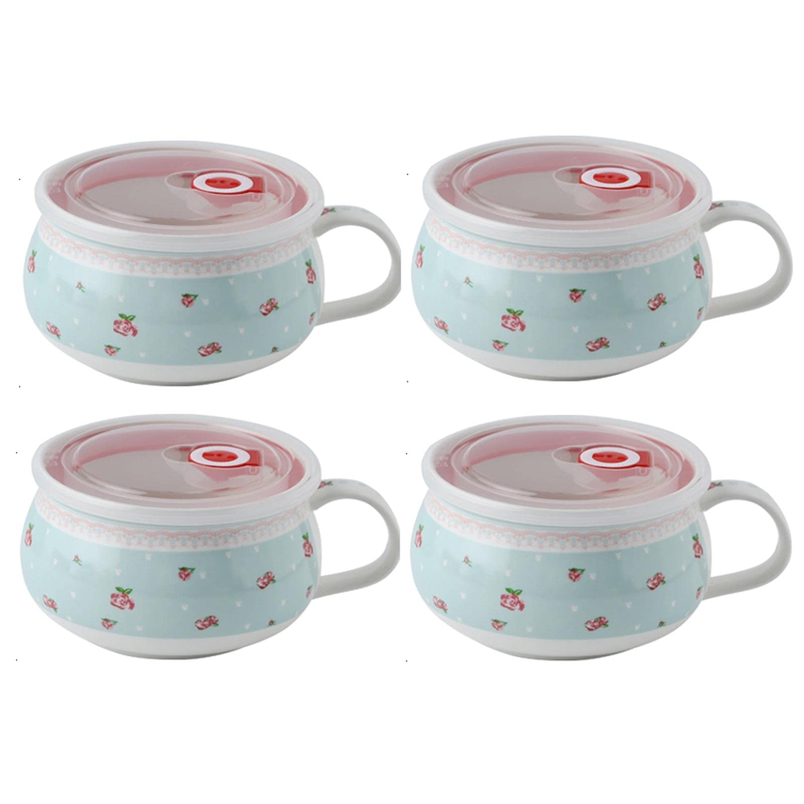 Suppenschalen Hohe Kapazitätssuppenschüsseln mit Griffen - Instant Nudelschale - für Tortilla-Suppe, Haferflocken, Getreide, Hühnerkuchen, Rindfleischeintopf, Chowder - Set von 4 Suppentassen