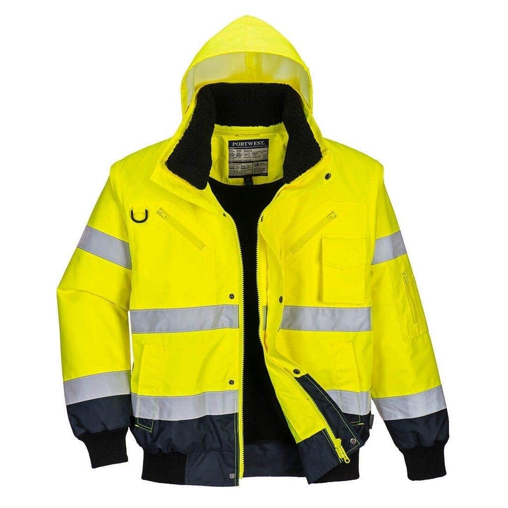 Portwest C465YNRXXL Bomber Bicolore Alta Visibilità 3 in 1, Giallo/​Blu Navi, XXL