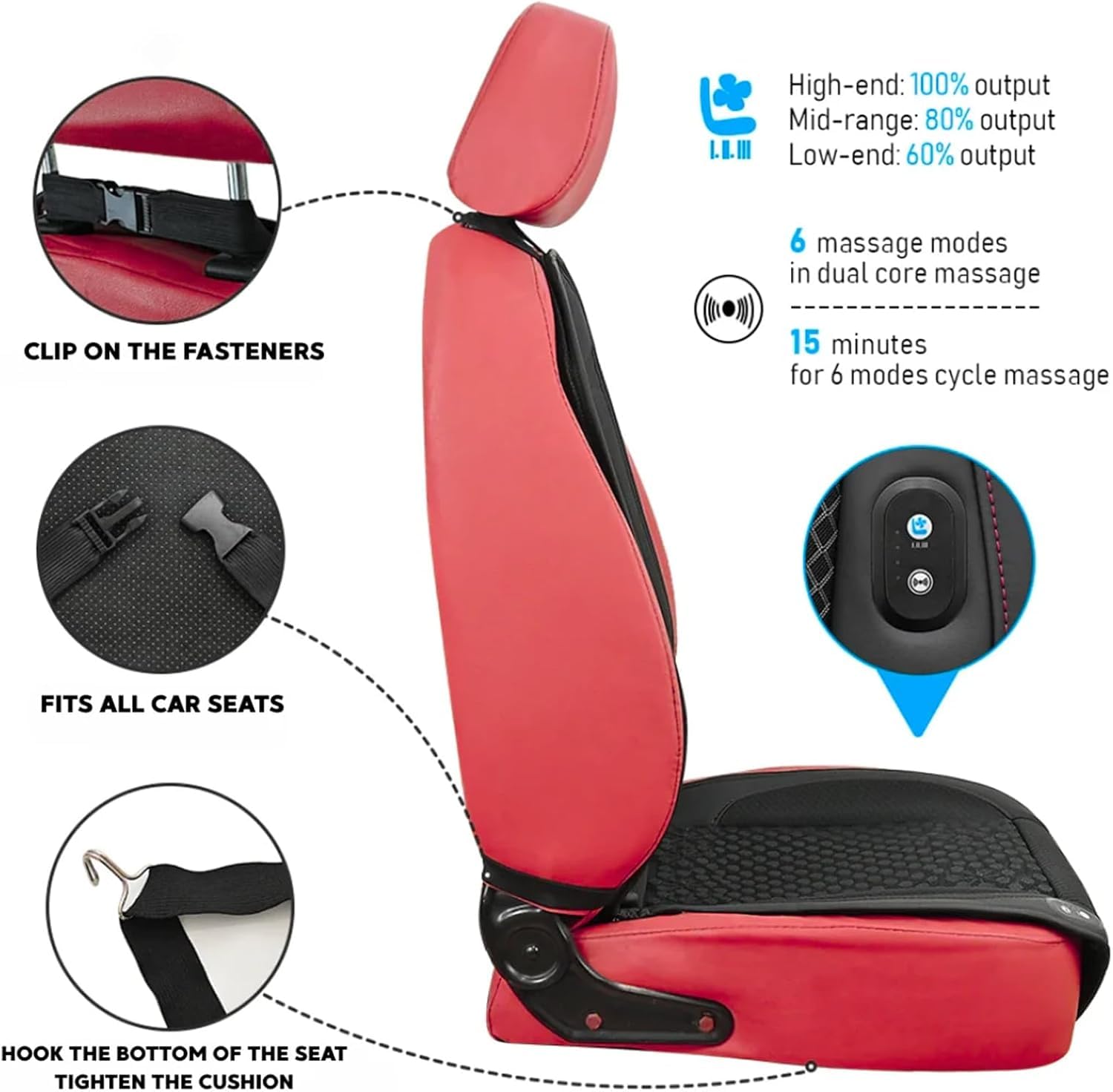 Icy Seat - Cuscino di raffreddamento per sedile auto Icy Seat, cuscino rinfrescante per sedile auto con 24 ventole e massaggio a 6 modalità, cuscinetto per sedile ventilato e traspirante
