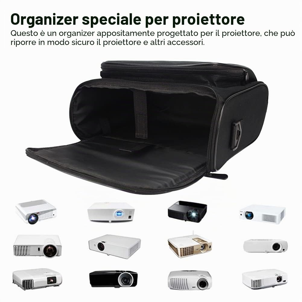 Faderr - Custodia per videoproiettore, custodia protettiva per proiettore, custodia antiurto per il trasporto, chiusura a cerniera, con tracolla