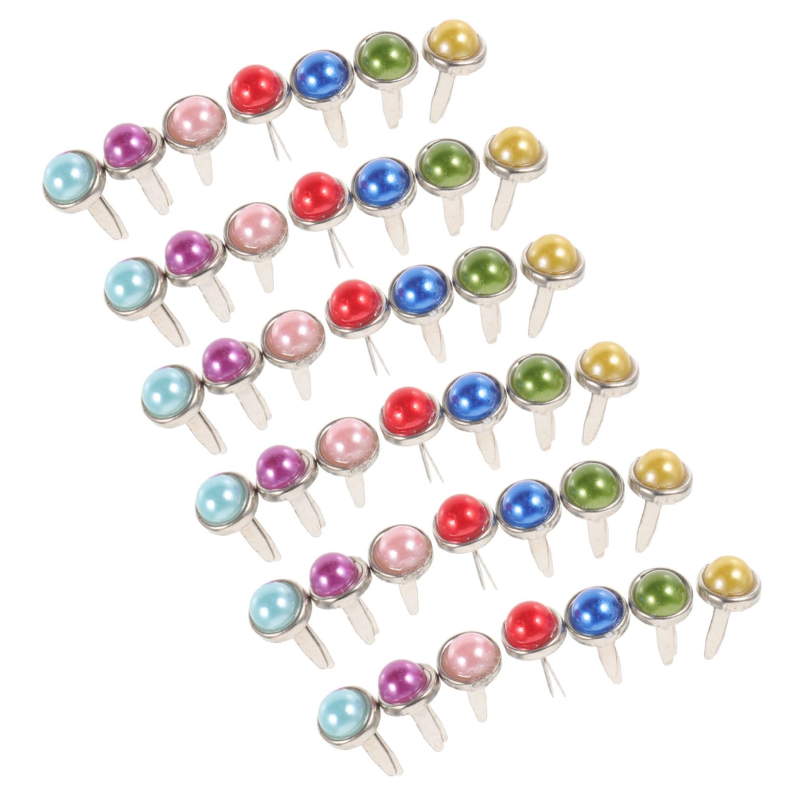 ARTSEWPLY 50Pcs Pearl Brads Fasteners Mini Metal Paper Fasteners for Scrapbooking DIY Crafts Stamping Assorted Colors Durable and Easy to Use for Creative Projects