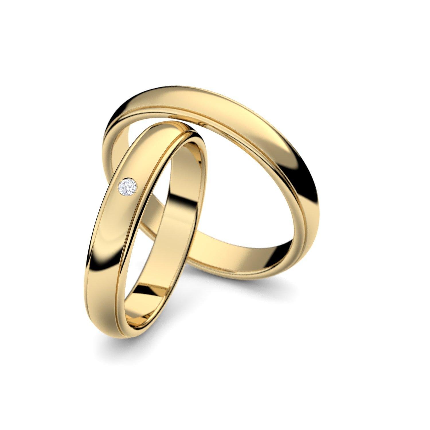 Eheringe Trauringe Gold Set AMOONIC mit Zirkonia Freundschaftsringe
