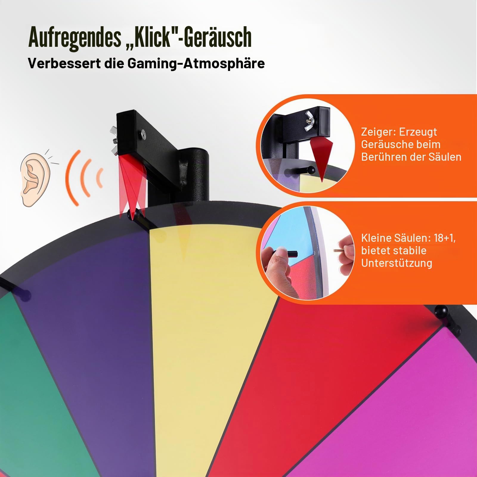 VEVOR 36 Zoll Glücksrad mit 18 Fächern, Rouletterad mit Trocken Abwischbarem Stift & 2 Markern, zum Aufstellen auf dem Tisch oder auf dem Boden, um Glücksspiele für Partys, Kneipen usw.