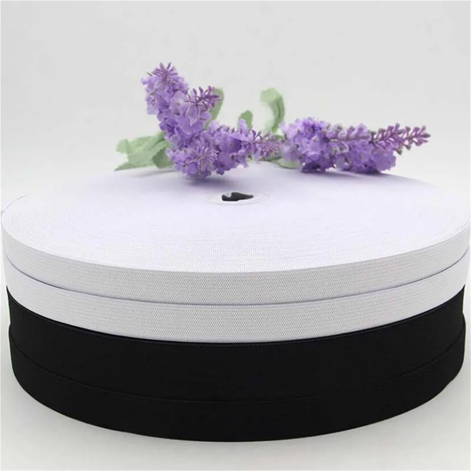 Banda Elástica de Nailon Banda de goma elástica costura blanca y negra | Correas de nailon for accesorios de prendas de vestir(Black,36meter,40mm)