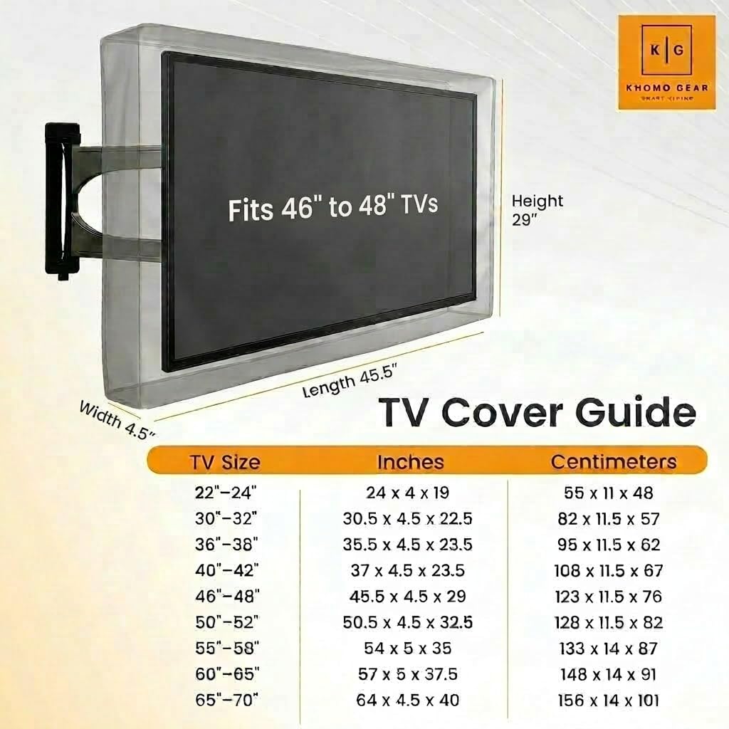 KHOMO Housse de protection universelle résistante aux intempéries pour téléviseurs LCD LED 46''-48''