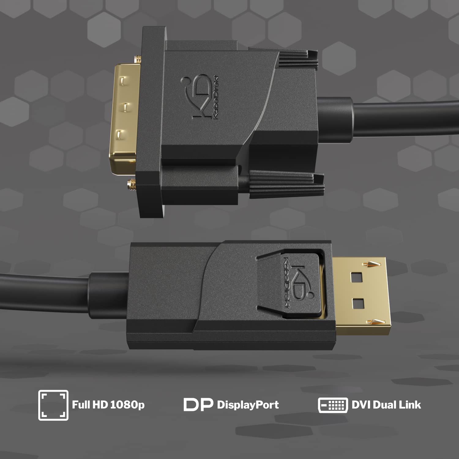 KabelDirekt Cavo adattatore DisplayPort-DVI 2 m (Dual-Link-DVI/DVI-D 24+1 Dual-Mode-DisplayPort/DP++, 1080p/Full HD a 60 Hz, cavo video digitale, attivo, collegamento di PC a monitor DVI, nero)