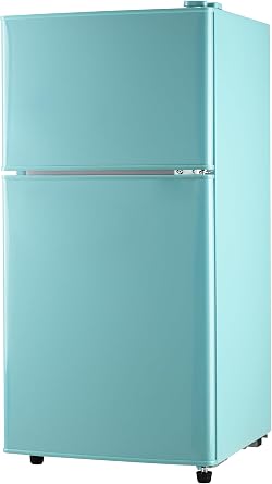 Retro Fridge with Freezer, 3.5 Cu. Ft. Mini Fridge, Small Refrigerator with 7-Level Adjustable Thermostat, Retro Compact Refrigerator 2-Door Fridges for Apartment/Dorm/Office/RV,Aqua Blue