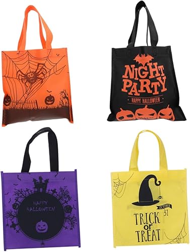 16 bolsas de tela para regalo de Halloween, bolsas de regalo para compras de comestibles, bolsas de regalo de fiesta de Halloween, bolsas de dulces