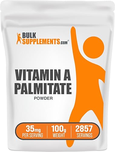 BulkSupplements. com Vitamina A Palmitato en polvo - Vitamina A Retinol - Suplemento de vitamina A - Vitaminas puras (100 gramos - 3.5 oz)