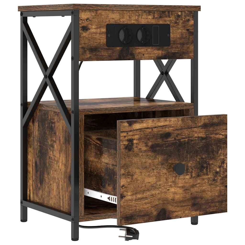 Mesa de Noche Moderna con Cajones y Estanterías, Armario de Almacenamiento Compacto con Acabado Texturizado y Marco de Acero, Fácil Ensamblaje para Dormitorio Funcional