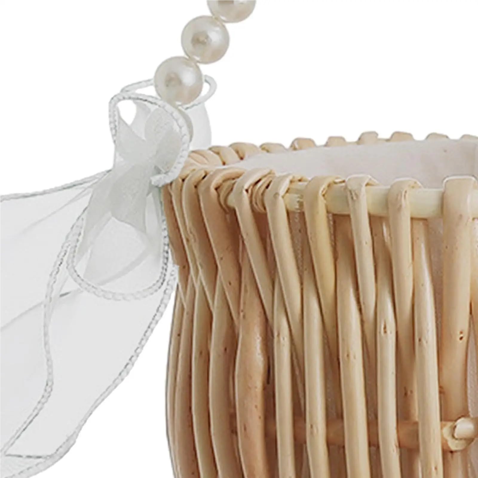 Hochzeit Blumenkorb Hochzeits-Blumenmädchen-Korb, Aufbewahrungskorb, Leichter romantischer Rattan-Korb mit Perlengriff for Hinterhof-Festivals FüR Hochzeit