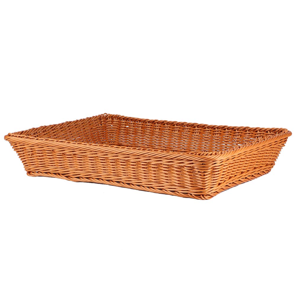 Jenngaoo Cestino Intrecciato in Rattan, Cestini Impilabili per il Pane e la Frutta, Rettangolari, Decorativi per Riporre Cibo al Ristorante, Casa e Cucina, Marrone