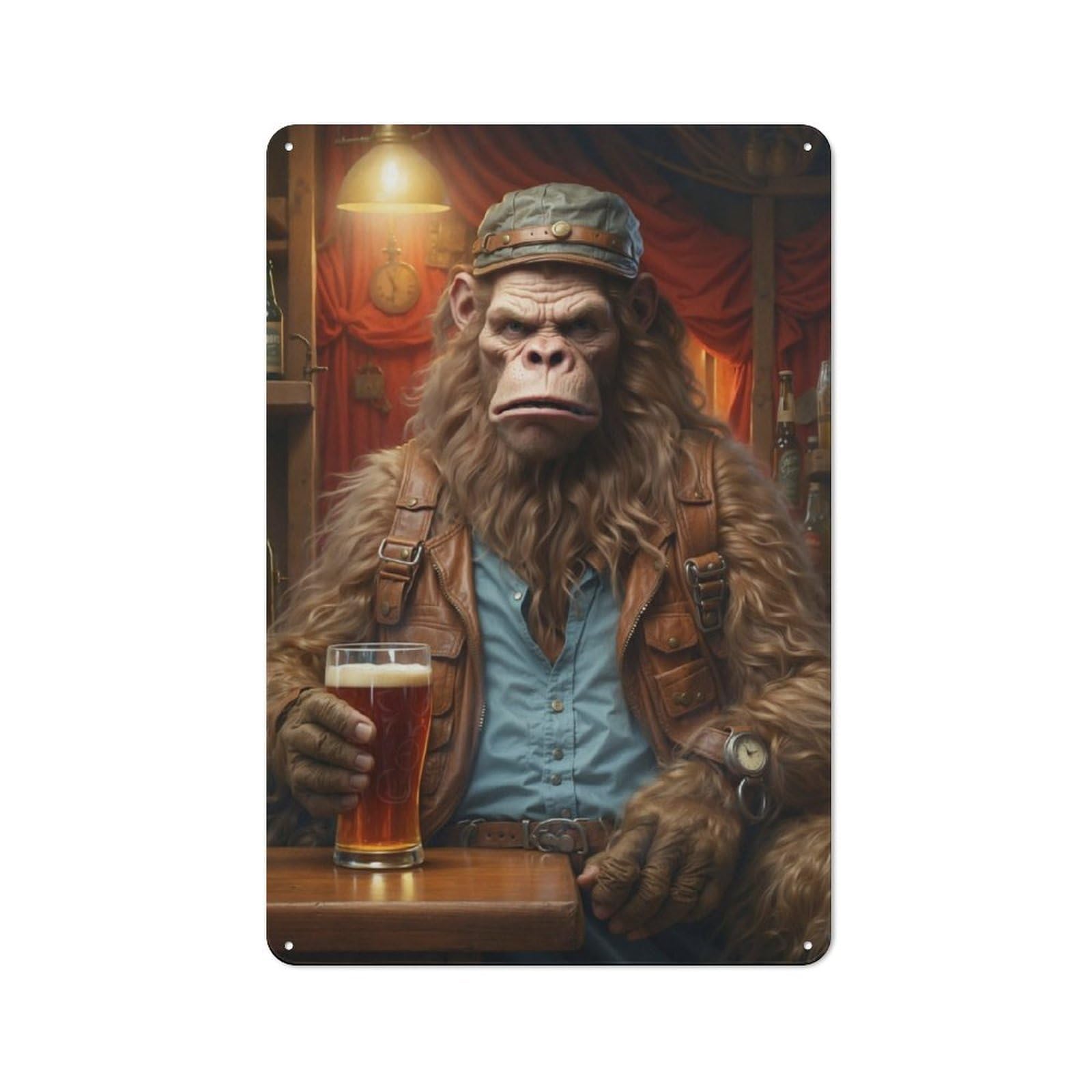Bigfoot Loves Craft Beer Rustic Tin Sign 30x20cm for Living Room Or Hallway, A Metal Wall Feature for Living Rooms And Hallways
