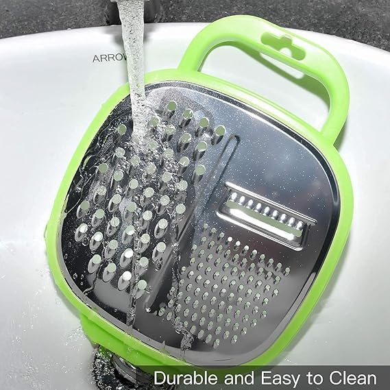 Image of Vegetable Grater with Pot and Lid, Food Grade Stainless Steel Multi-Functional, 3 Different Blades and Food Container Manual Kitchen Grater with Multi-Use Tank(Multi Color)
