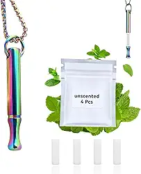 Colar de respiração para parar de fumar e vaporizar – difusor de óleo essencial recarregável, colar fidget para alívio da ansiedade, inalador sem fumaça com 3 cápsulas de algodão