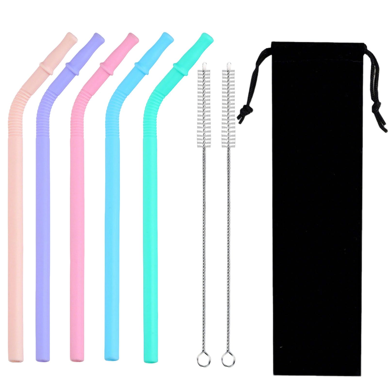 8Pcs Silicone Straw Set with Cleaning Brushes, Reusable Drinking Straws for Tumbler and Water Bottle, Flexible Straws for Kids and Outdoor Use-image-4