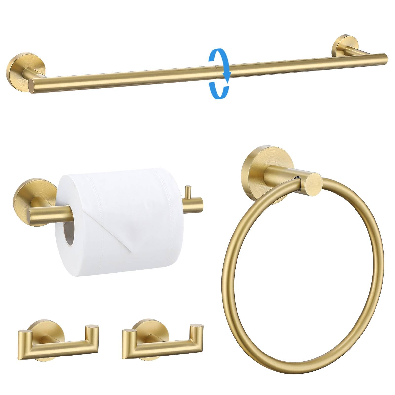 Lot de 5 porte-serviettes en or brossé 60 cm