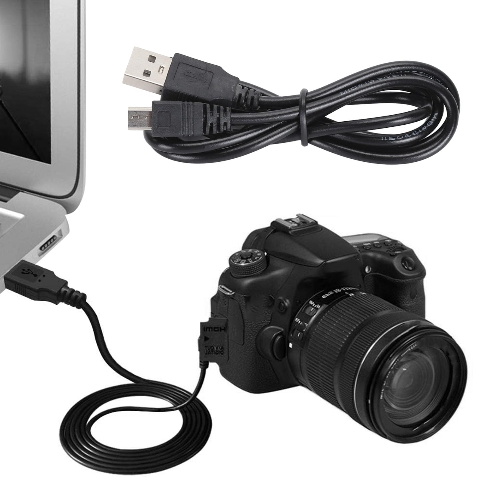 Dpofirs Lot de 10 Câbles de Chargement 1 M, Cordon de Chargement de Données Mini USB pour , Slim, Manettes PS Move, Téléphones, Appareils Photo Numériques, TI