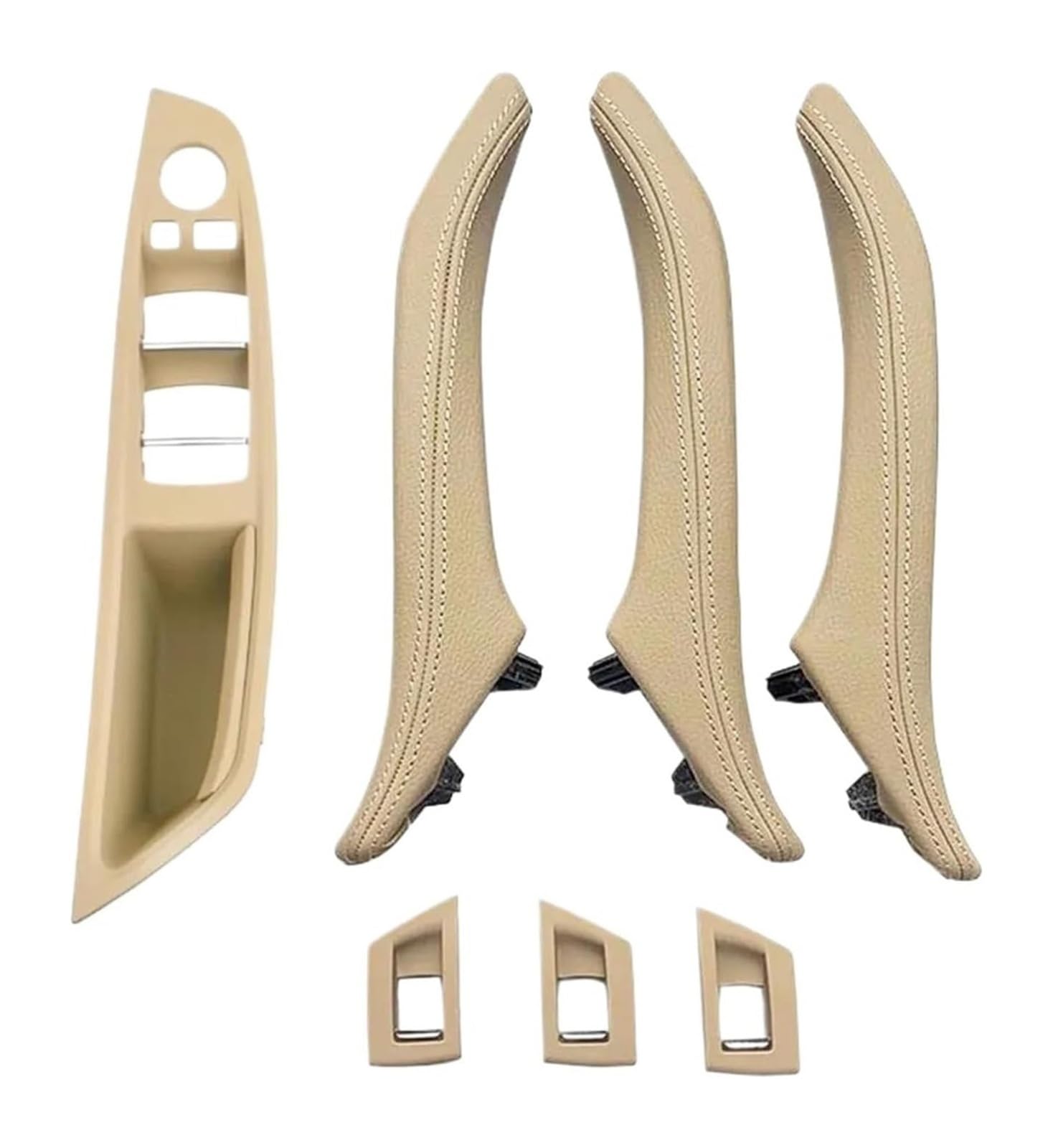 FANGZIQF Inner Door Pull Handles for 5 Series F10 F11 520 523 525 528 2010-2017 7PCS LHD Interior Window Lift Switch Armrest Cover(Beige,A)