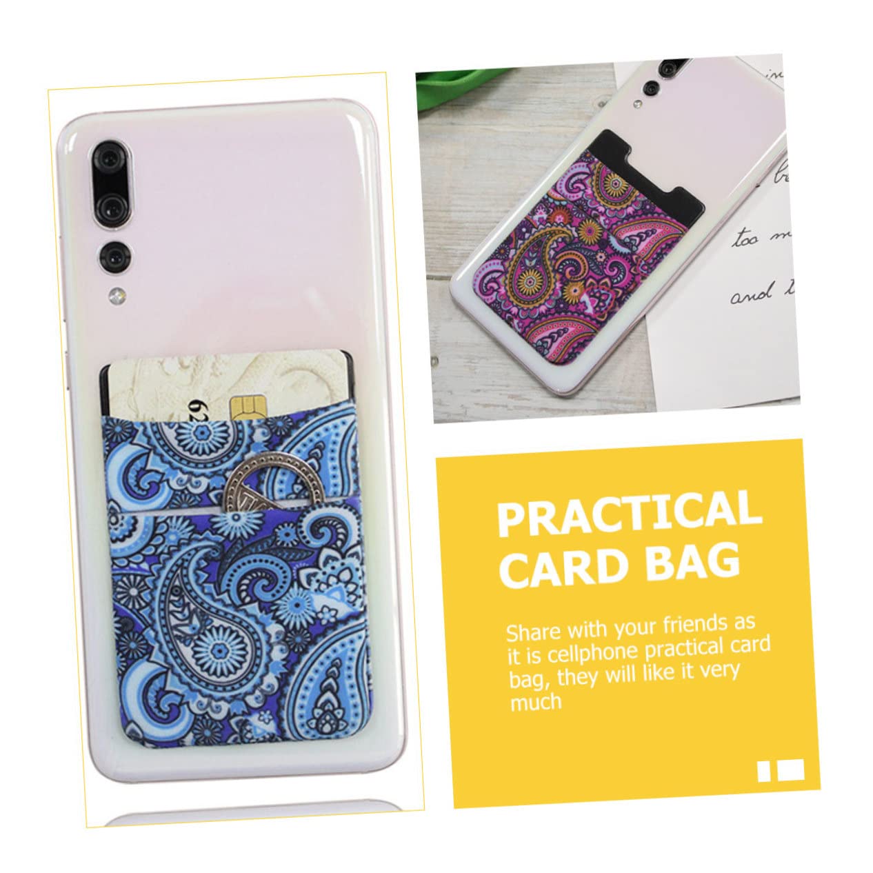 HOMSFOU 10pezzi Smartphone Wallet Adesivo Per Carte Di Credito e Monete Portafoglio Sottile e Compatto Per Telefoni Per Id e Carte Di Trasporto