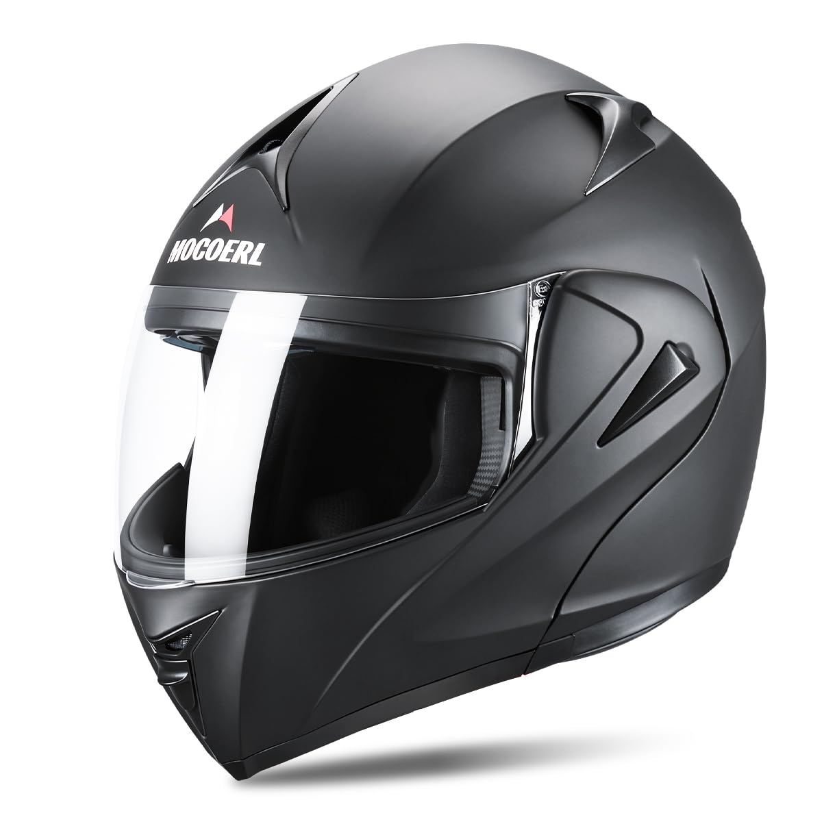 Casco Integral de Moto, Casco Modular, para Hombre y Mujer, con Viseras Dobles, Certificación ECE 22.06, Negro Mate