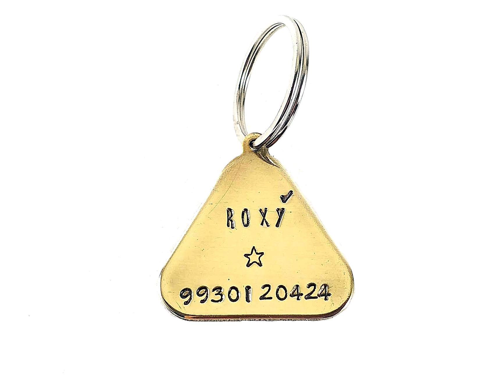 Streetsoul Pet ID Personalized Hand Stamped Circular Shaped Tag for Small Pet Dog, Cat ID Customized Dog Tag (Brass Triangle) (B08MFKND9D) Amazon Price History, Amazon Price Tracker