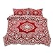 HNHDDZ Zestaw pościeli w stylu etnicznym, czerwono-niebieskim, vintage, retro wzór, poszewka na kołdrę i poszewka na poduszkę z mikrofibry, dziewczęca poszewka na kołdrę z zamkiem błyskawicznym (styl 4, King 220 x 240 cm)