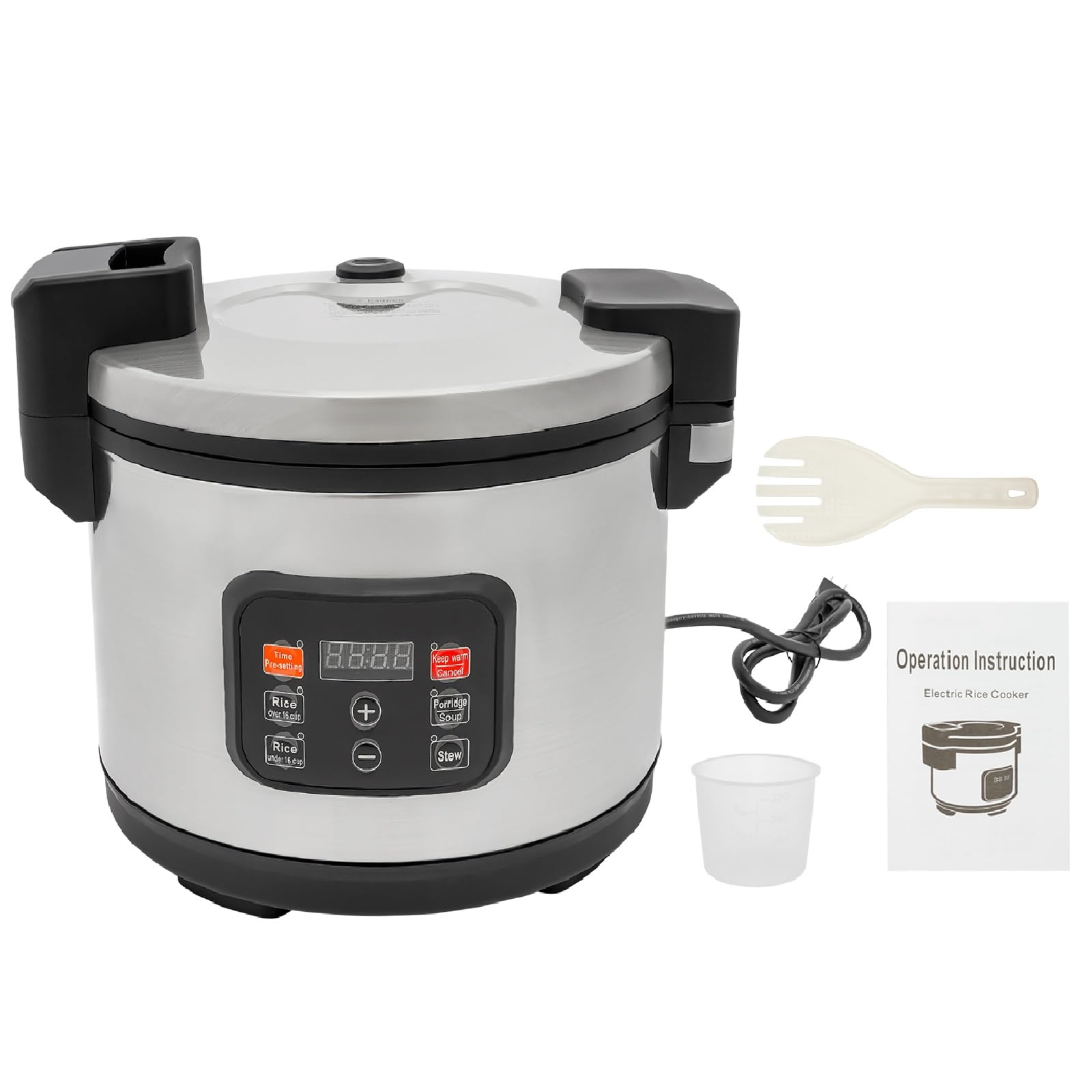 Commercial Rice Cooker 60 Cup Cooked Rice, Electric Rice Warmer for 10-20 People, 13L/13.7QT Extra Large Multifunctional Rice Cooker and Food Warmer for Restaurants, Non-Stick Insert Pot, Stainless Steel Exterior