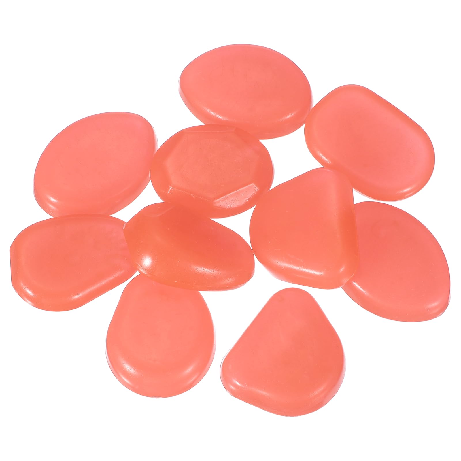 YELARXI Large Glow in the Dark Stones, Luminous Pebbles Stones Glowing Rocks Decorative Light Up Pebbles Fitting for (Fish Tank/Outdoor Garden Decor/Yard/Walkway) 10 Pcs & Light Orange Red