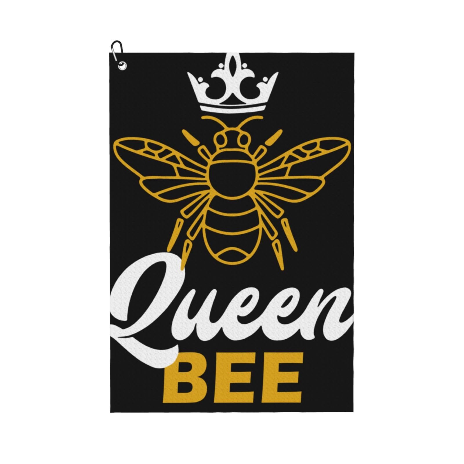 peiyeety Queen Bee Microfiber Golf Towel with Carabiner Clip, 16x24 Inch Absorbent Waffle Weave Towel for Golf Bags