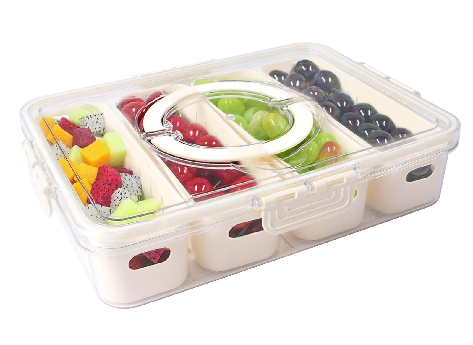 Fruit Storage Containers for Fridge, Airtight Clear Fridge Organisers with Lid and 4 Pack Removable Drain Tray, Stackable Salad Storage Box, Fresh Food Containers for Vegetable, Bpa-Free