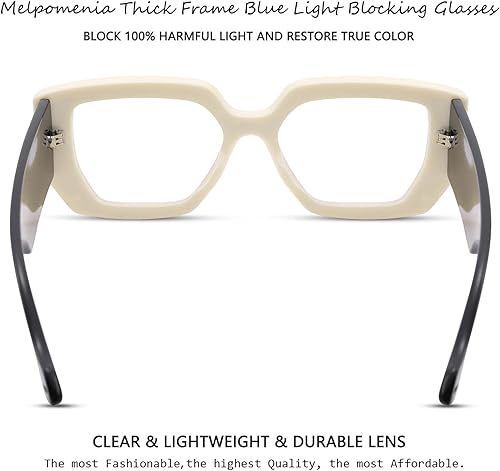 Miniatura 4 de Melpomenia Gafas de luz azul de marco grueso para mujeres y hombres, anteojos cuadrados de moda para juegos de computadora con lente transparente