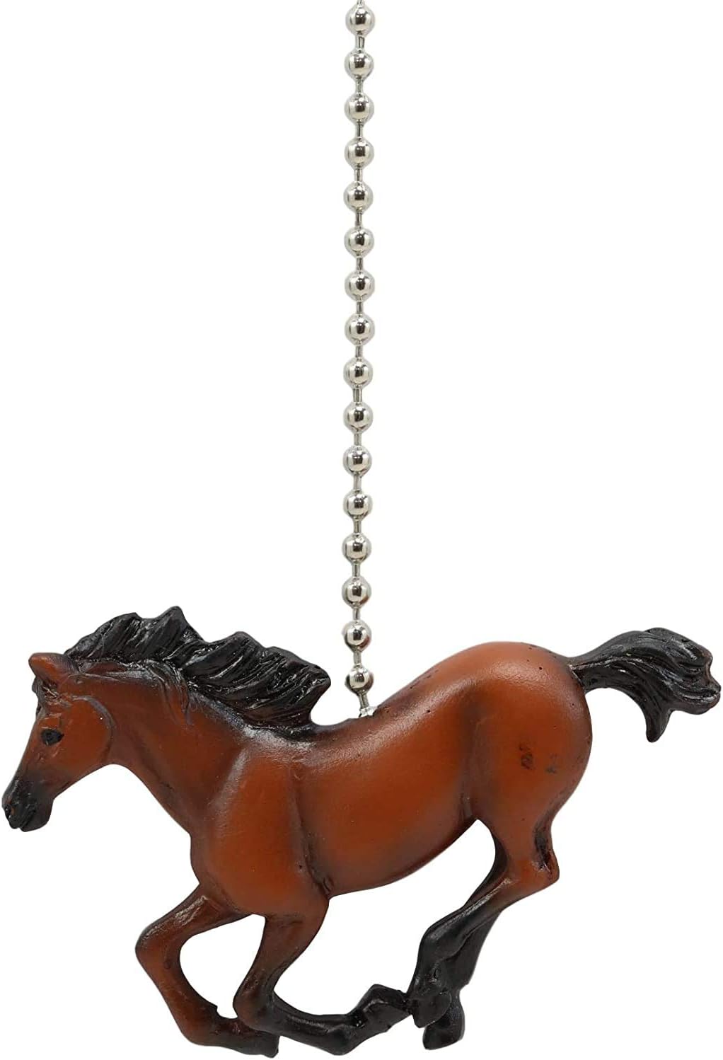 Ebros Ceiling Fan Metal Pull Chain With Equestrian Beauty Galloping Horse Hand Crafted Resin Knob Handle 3.25" Wide Rustic Western Country Stallion Horses Animal Decor Accent (Set Of 3 Chestnut Brown)