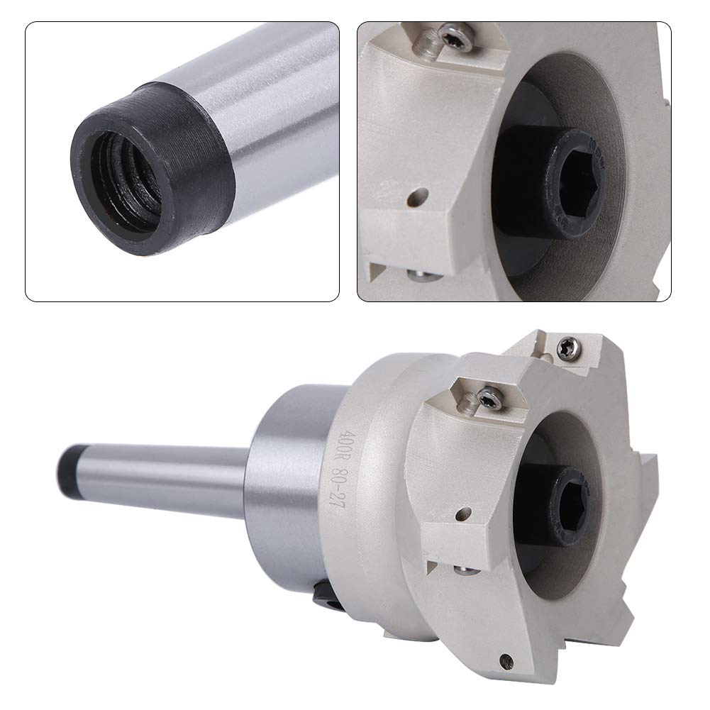 MT2 FMB27 Collet Chuck Holder 80 27 6 Flute Milling Cutter 1604APMT Milling Inserts 6PCS Milling Inserts This Face Mill Cutter Is Constructed By Workmanship, Standard (MT2-FMB27+80 cutter