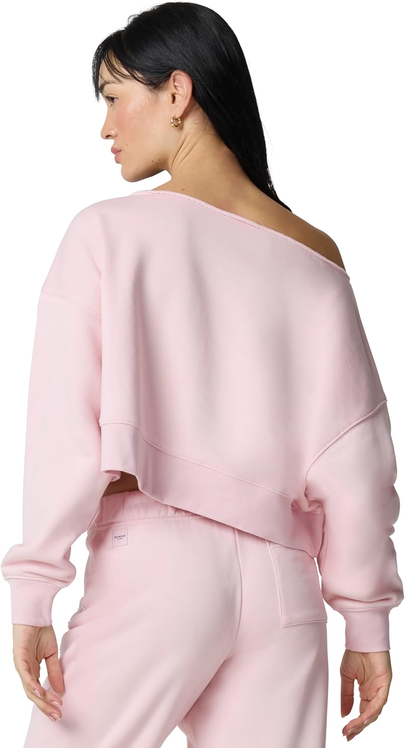 florence by mills Women's Cozy Crush Bedazzled Off-shoulder Pullover