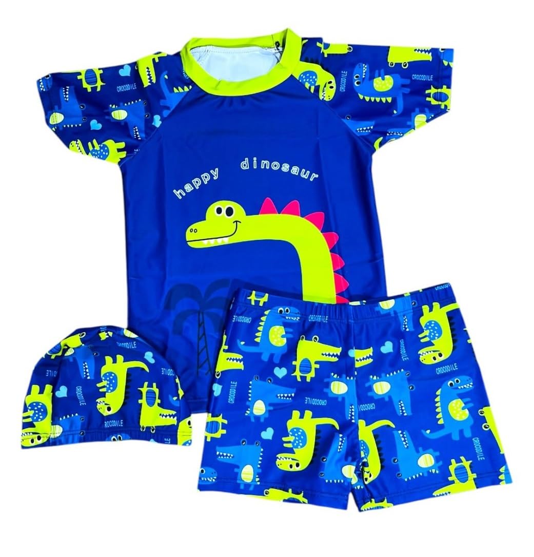 THE MORNING PLAY Morex Boys Girls Swimming Costume for Boys Girls Set with T-Shirt, Shorts and Cap Three-Piece Swimsuit Se... - Review, Price and Buying Guide