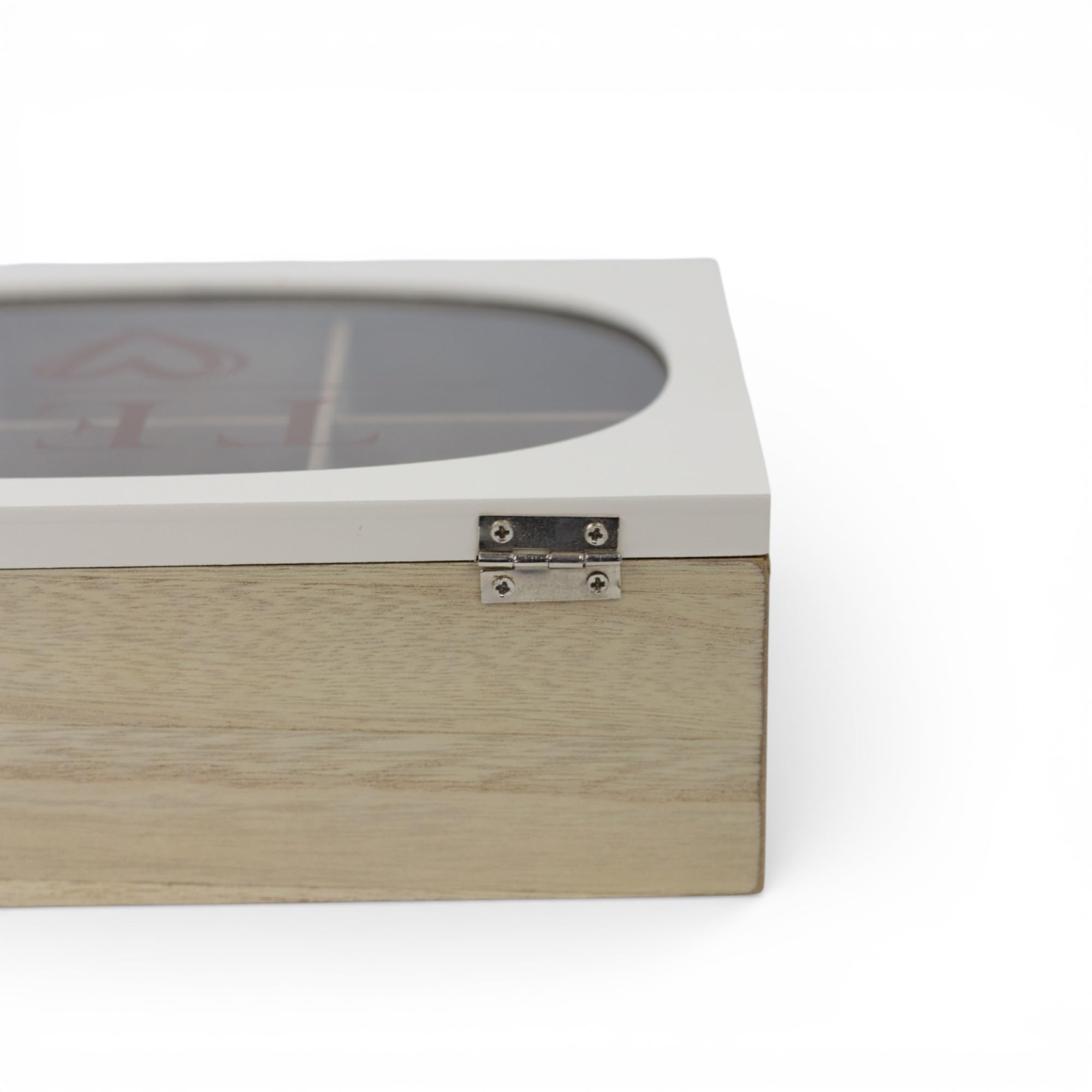 Pincho Organizer für die Küche, Teebox, Teebox mit 6 Fächern, Deckel mit transparentem Fenster, sortierte Teebeutel, Holz, 24 x 16 x 8 cm
