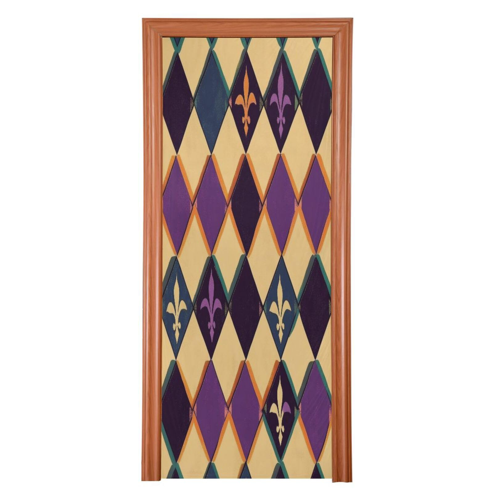 FLildon Mardi Gras Fleur De Lis Pattern Door Cover Decoration, Party Accessory Porch Decor for Festive Ornament Room Door Covers 35 x 79 Inch