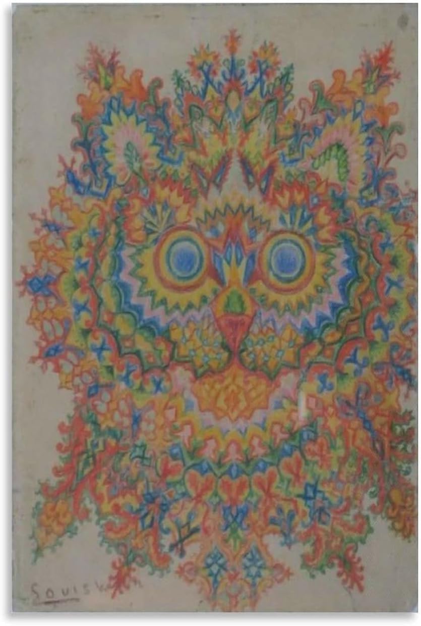 Orjdjz Wxkbl Ivory Kaleidoscope by Louis Wain Poster and Prints Vintage Wall Art Louis Wain Canvas Painting Animal Picture for Office Decor 40x55cm Frameless