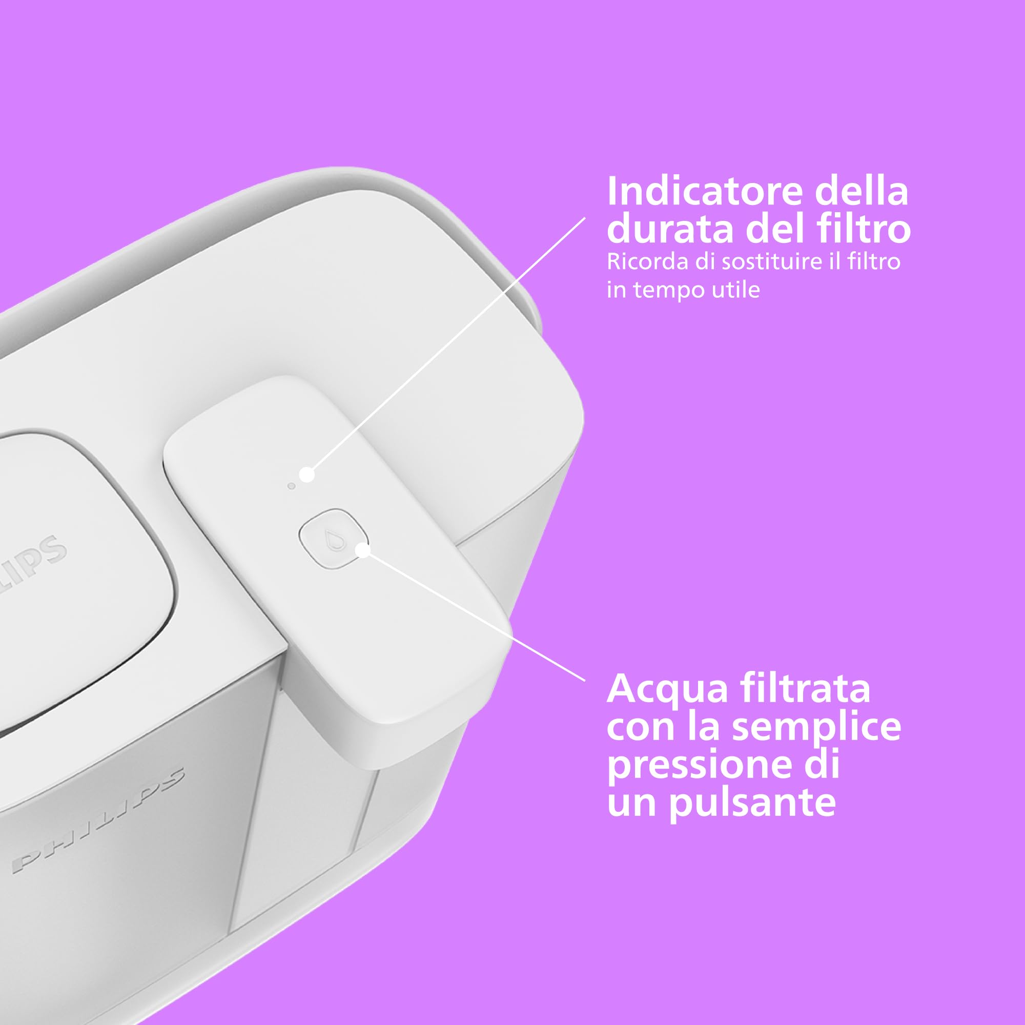 Philips Water Filtri di Ricambio per Erogatore di Acqua Filtrata su Richiesta – Confezione da 3, Filtro Taste+ Che Migliora il Gusto e Riduce le Impurità, Senza BPA
