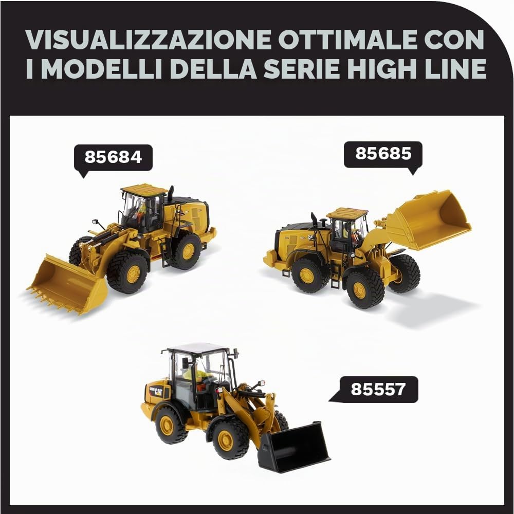 DM DIECAST MASTERS- Diecast Masters 85682-Pala gommata Caterpillar, Next Gen Cat 966GC, Scala 1:50, Circa 6,6 x 7,3 x 18,2 cm, da 14 Anni, Colore Yellow, 85682