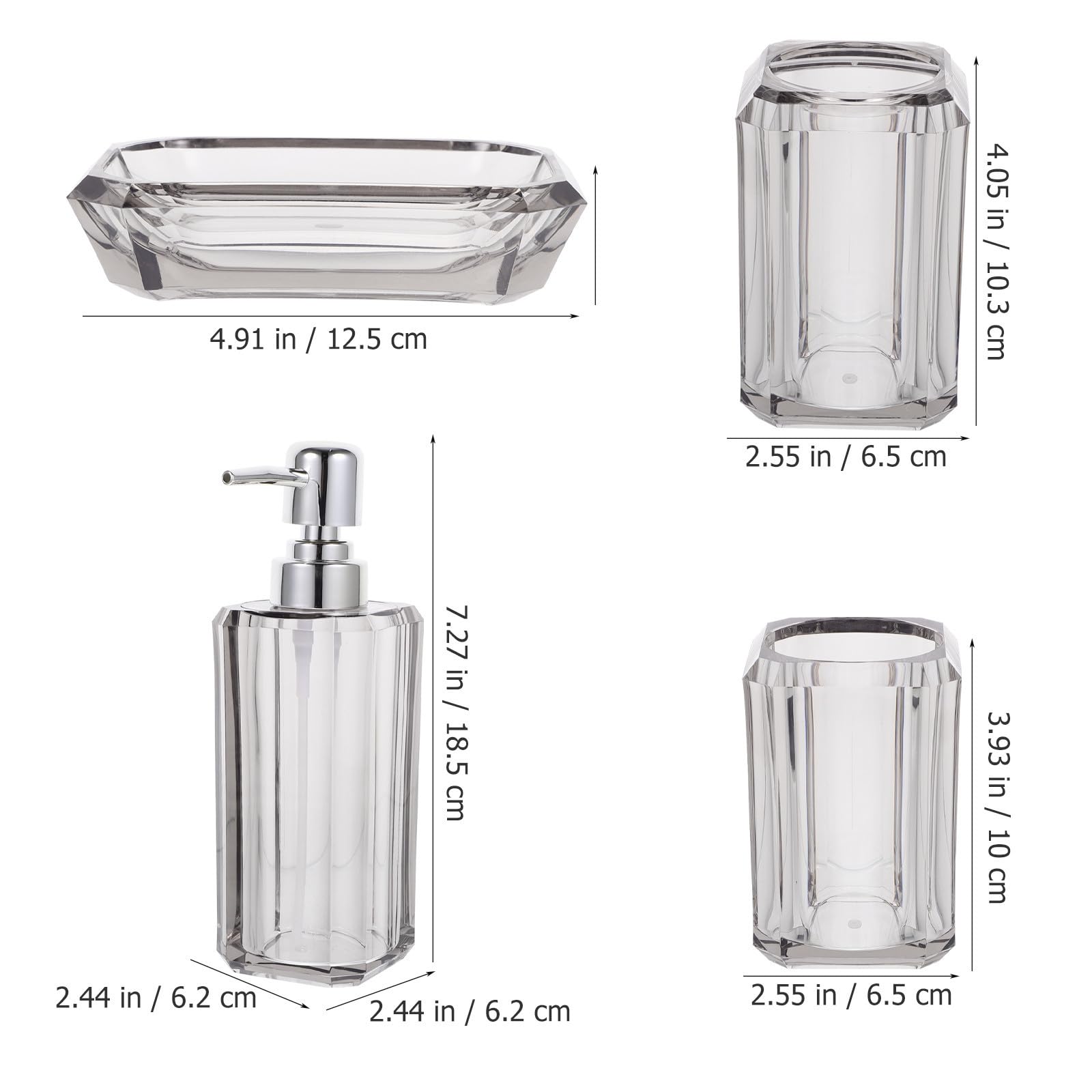 MERRYHAPY 1juego Accesorios de Baño Transparente con Dispensador de Jabón Vaso para Cepillo de Dientes Jabonera y Botella de Loción para Encimera Resistente y Decorativo para Uso Doméstico