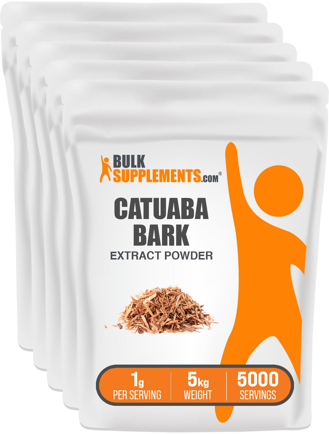 BulkSupplements.com Catuaba Bark Extract Powder - Catuaba Bark Powder, Herbal Supplement - Vegan & Gluten Free, 1g per Serving, 1kg (2.2 lbs) (Pack of 5)